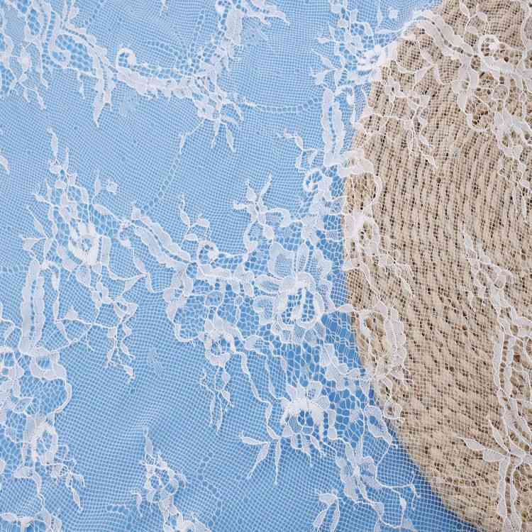 1 Yard Stretchy White Corded Bridal Lace Material Fabric YC052