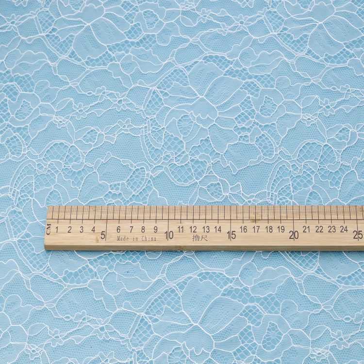 1 Yard Stretchy White Corded Bridal Lace Material Fabric YC034