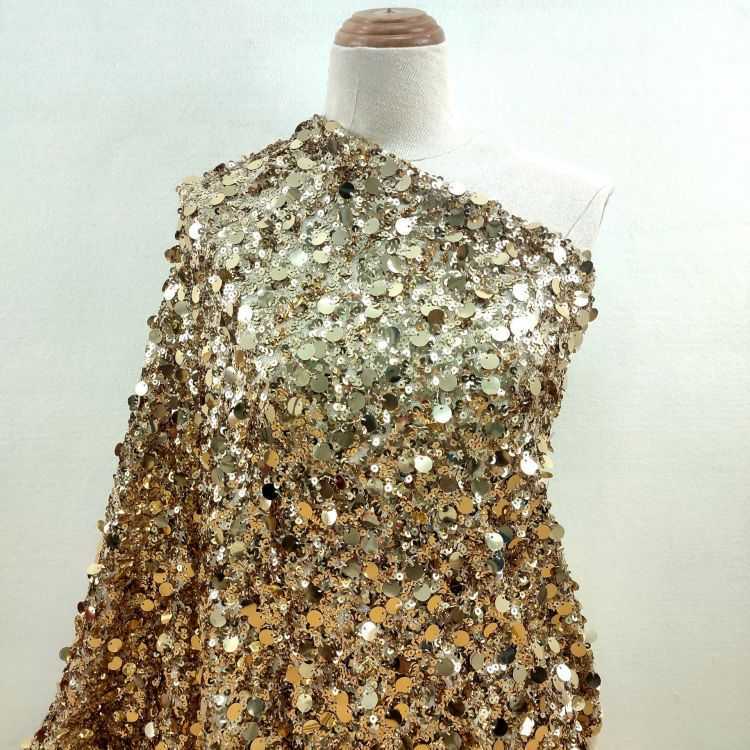 1 Yard Sequined Lace Material Fabric JS019