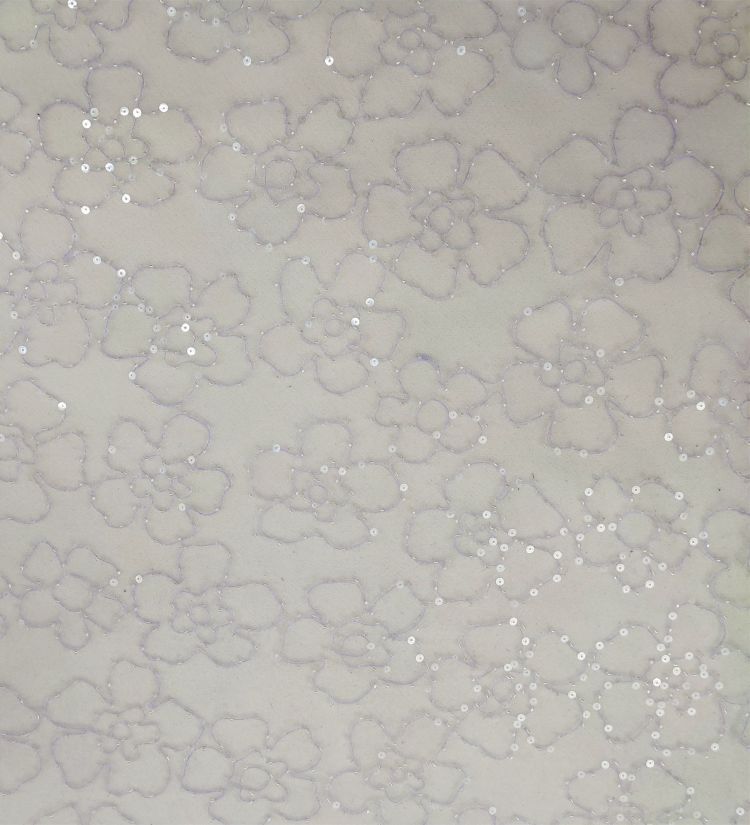 1 Yard White Sequined Beaded Bridal Lace Material Fabric JS044