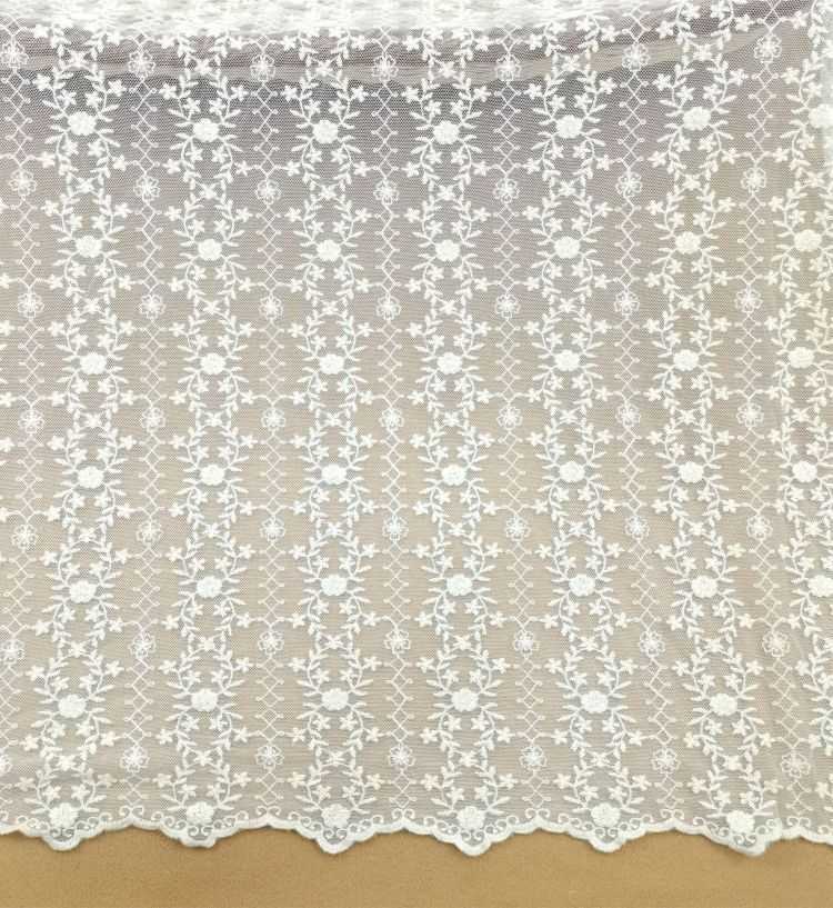 1 Yard Embroidered Lace Material Fabric JS046