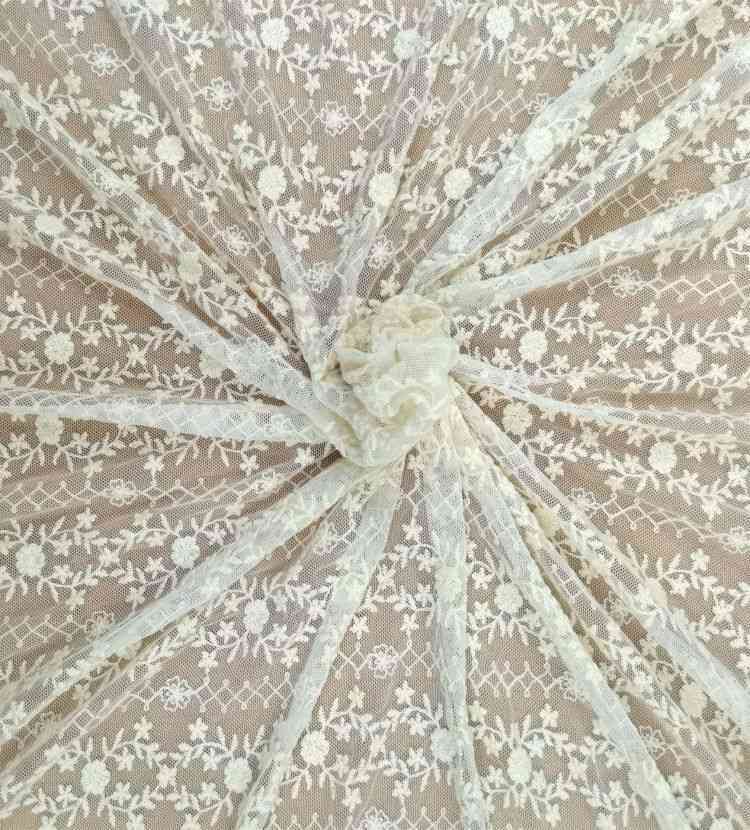1 Yard Embroidered Lace Material Fabric JS046