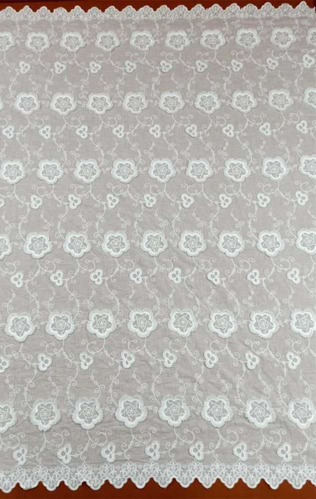 1 Yard White Embroidered Lace Material Fabric JS027