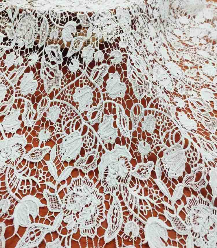 1 Yard White Guipure Bridal Lace Material Fabric JS064