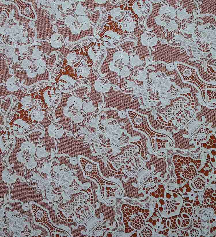 1 Yard White Sequined Beaded Multi-Color Corded Guipure Chantilly Embroidered 3D Floral Bridal Lace Material Fabric JS082