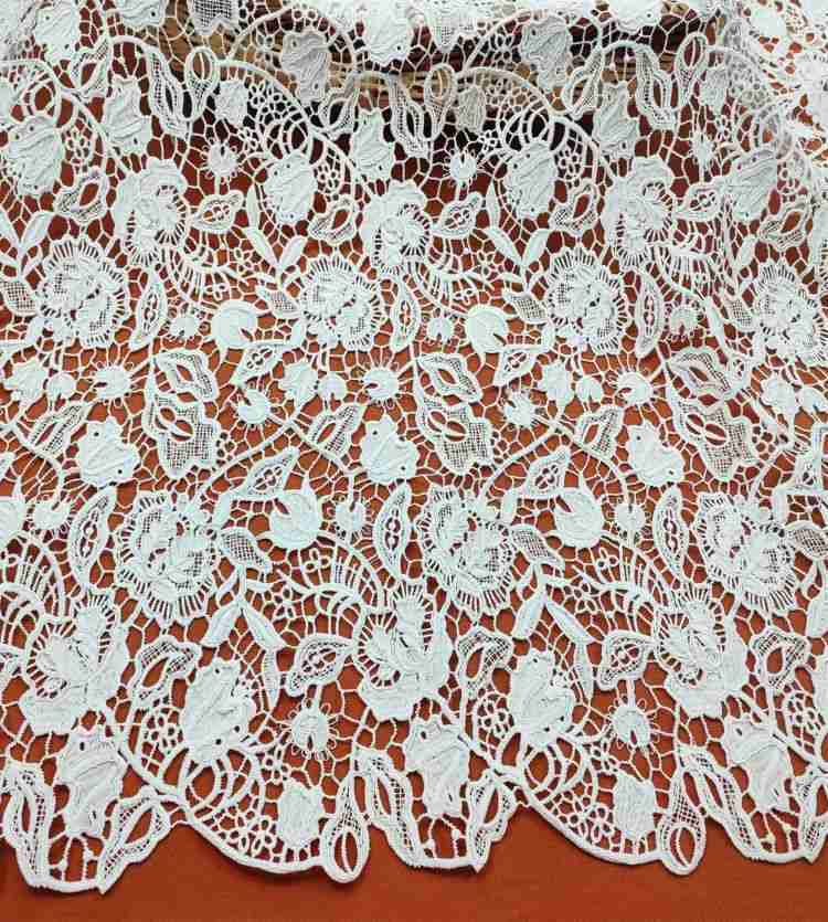 1 Yard White Guipure Bridal Lace Material Fabric JS064