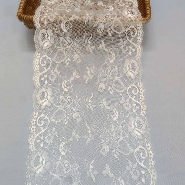 1 Yard White Sequined Beaded Multi-Color Corded Guipure Chantilly Embroidered 3D Floral Bridal Lace Material Fabric JS087