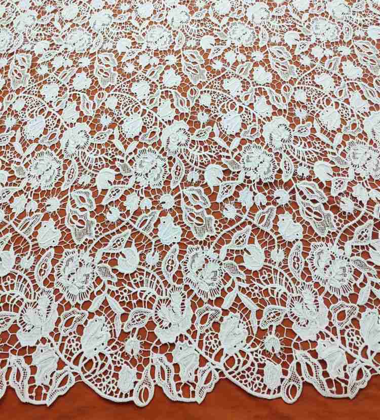 1 Yard White Guipure Bridal Lace Material Fabric JS064