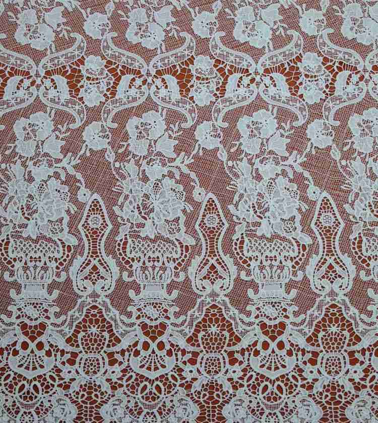 1 Yard White Sequined Beaded Multi-Color Corded Guipure Chantilly Embroidered 3D Floral Bridal Lace Material Fabric JS082