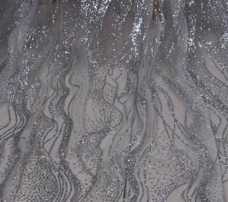 1 Yard Glittering Sequin Lace Material Fabric HS001
