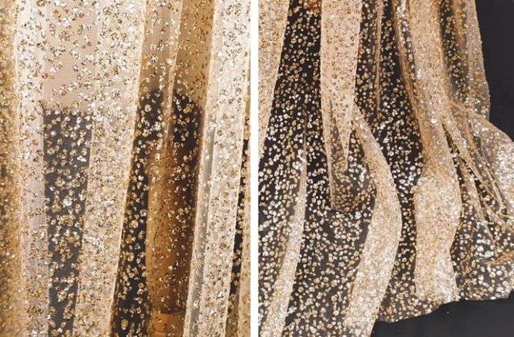 1 Yard Glittering Sequin Lace Material Fabric HS004