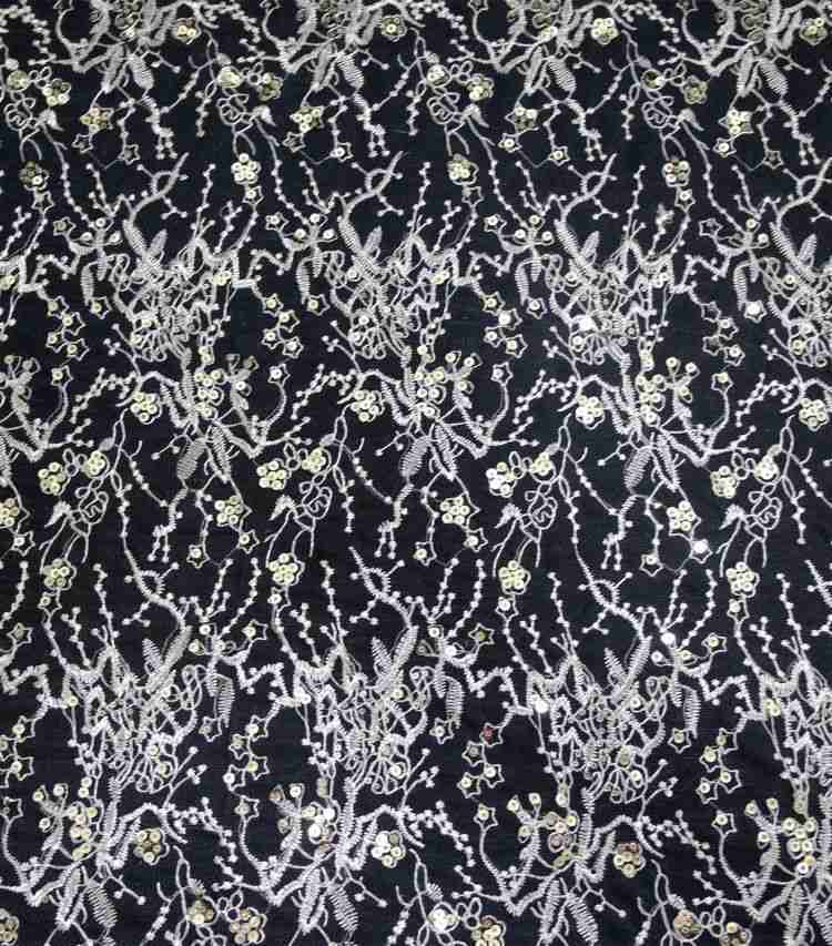 1 Yard White Sequined Beaded Multi-Color Corded Guipure Chantilly Embroidered 3D Floral Bridal Lace Material Fabric JS094