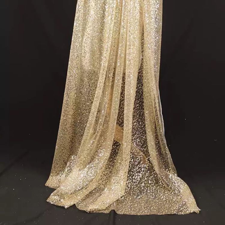 1 Yard Glittering Sequin Lace Material Fabric HS004