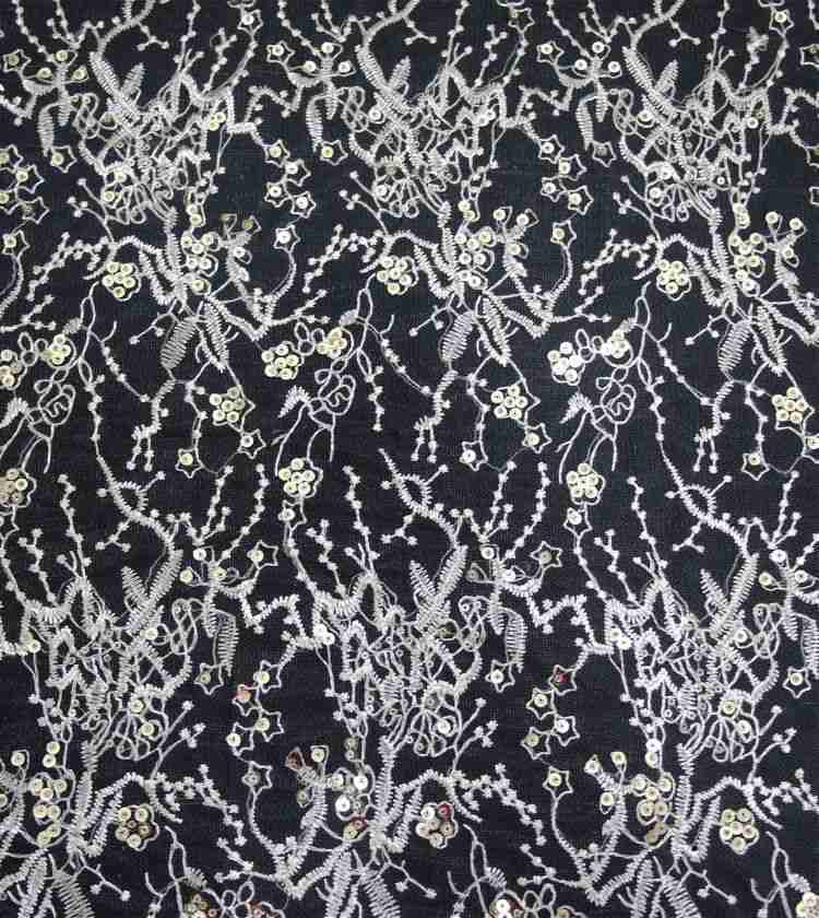 1 Yard White Sequined Beaded Multi-Color Corded Guipure Chantilly Embroidered 3D Floral Bridal Lace Material Fabric JS094