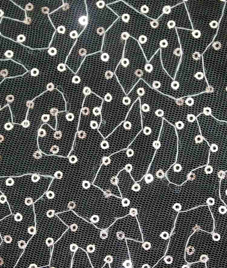 1 Yard White Sequined Beaded Multi-Color Corded Guipure Chantilly Embroidered 3D Floral Bridal Lace Material Fabric JS101