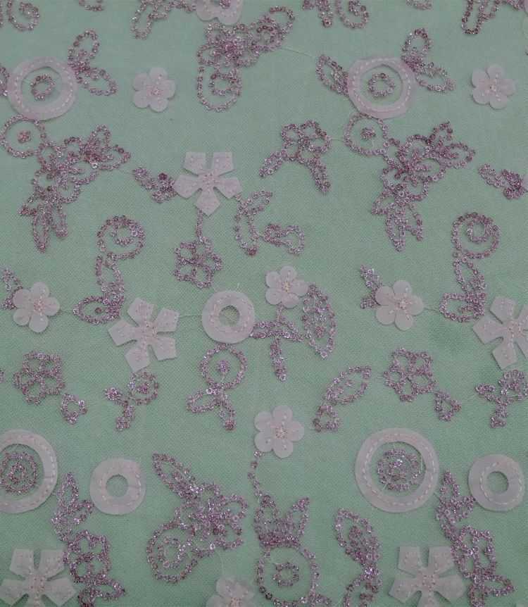 1 Yard White Sequined Beaded Multi-Color Corded Guipure Chantilly Embroidered 3D Floral Bridal Lace Material Fabric JS102