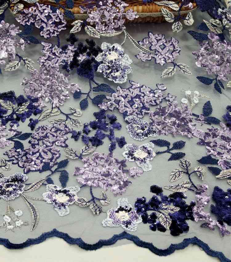 1 Yard White Sequined Beaded Multi-Color Corded Guipure Chantilly Embroidered 3D Floral Bridal Lace Material Fabric JS098