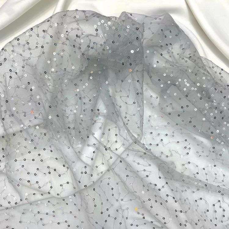 1 Yard White Sequined Beaded Multi-Color Corded Guipure Chantilly Embroidered 3D Floral Bridal Lace Material Fabric JS101