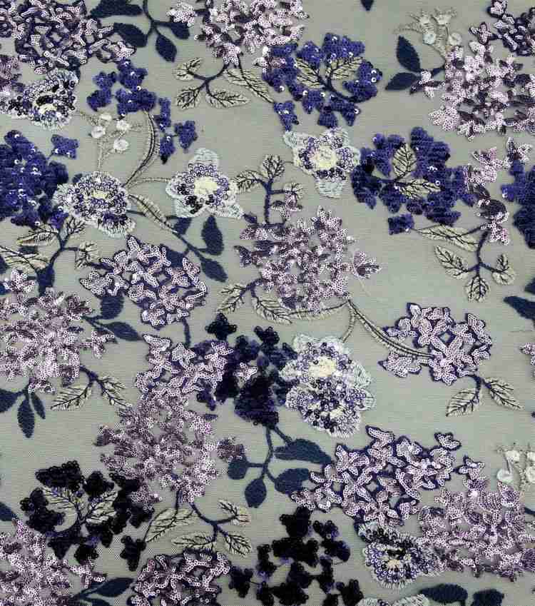 1 Yard White Sequined Beaded Multi-Color Corded Guipure Chantilly Embroidered 3D Floral Bridal Lace Material Fabric JS098