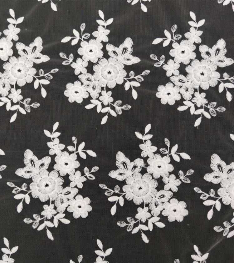 1 Yard White Sequined Beaded Multi-Color Corded Guipure Chantilly Embroidered 3D Floral Bridal Lace Material Fabric JS096
