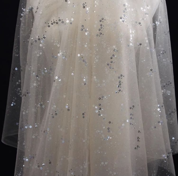 1 Yard Glittering Sequin Lace Material Fabric HS005