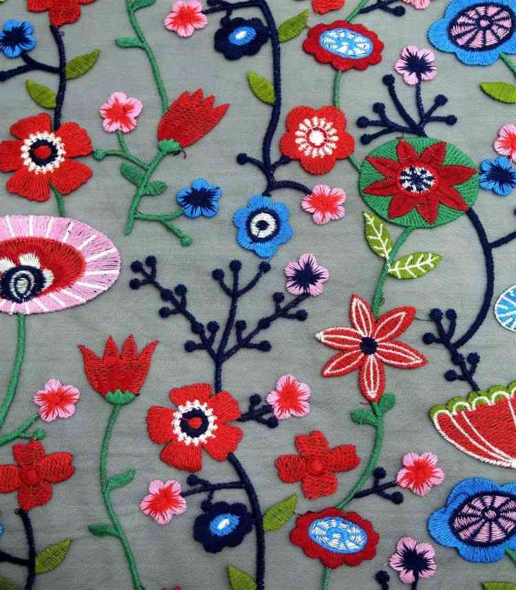 1 Yard White Sequined Beaded Multi-Color Corded Guipure Chantilly Embroidered 3D Floral Bridal Lace Material Fabric JS100