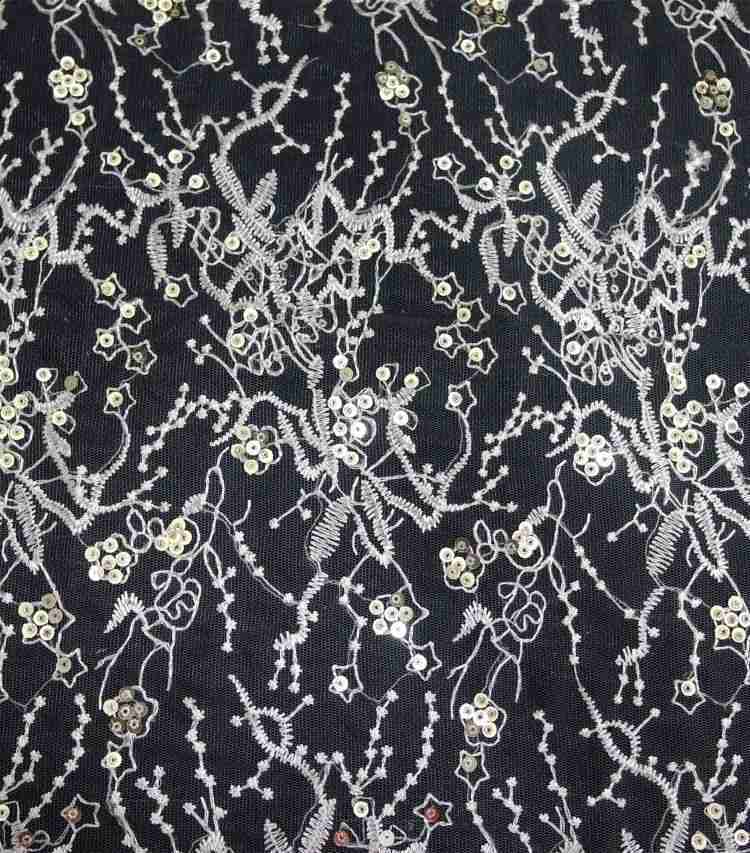 1 Yard White Sequined Beaded Multi-Color Corded Guipure Chantilly Embroidered 3D Floral Bridal Lace Material Fabric JS094