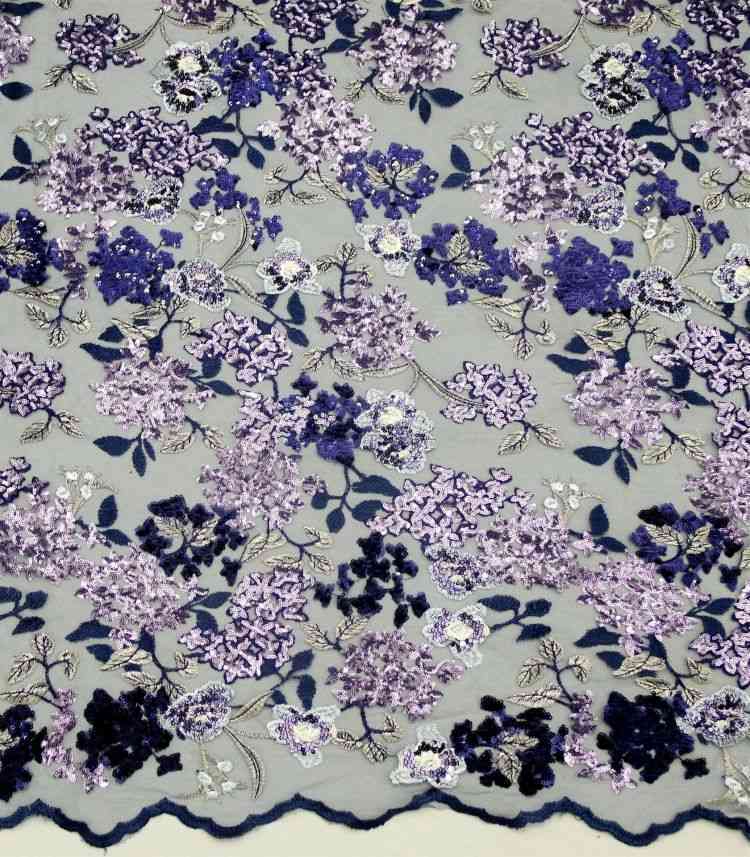 1 Yard White Sequined Beaded Multi-Color Corded Guipure Chantilly Embroidered 3D Floral Bridal Lace Material Fabric JS098
