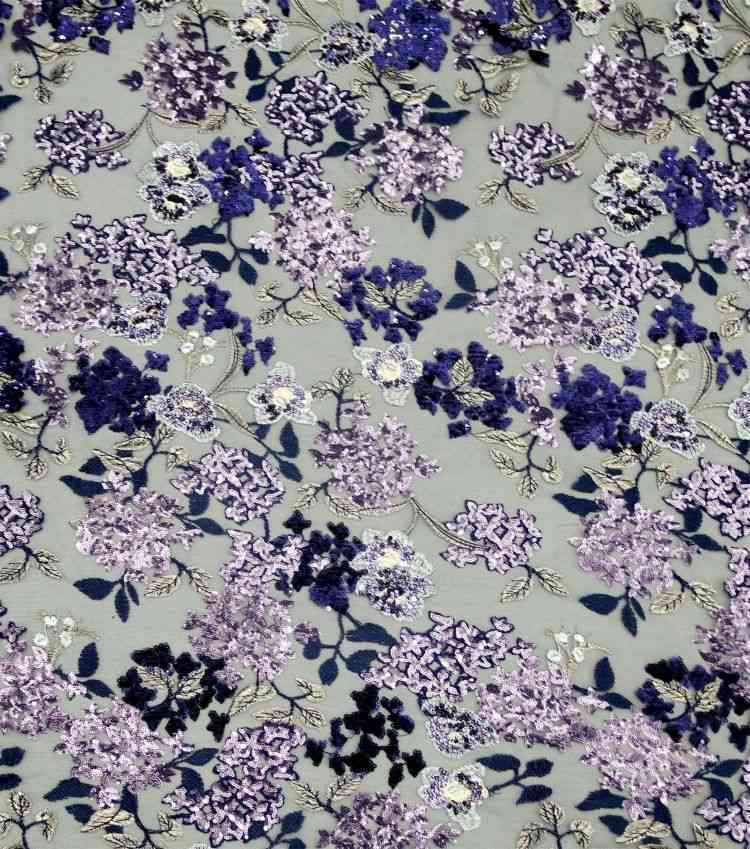 1 Yard White Sequined Beaded Multi-Color Corded Guipure Chantilly Embroidered 3D Floral Bridal Lace Material Fabric JS098