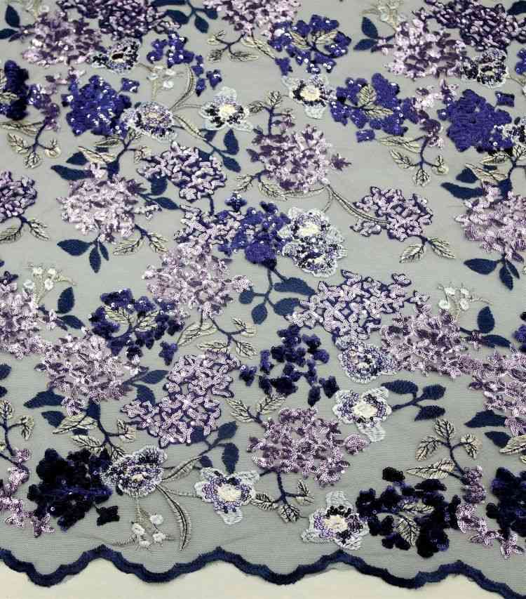 1 Yard White Sequined Beaded Multi-Color Corded Guipure Chantilly Embroidered 3D Floral Bridal Lace Material Fabric JS098