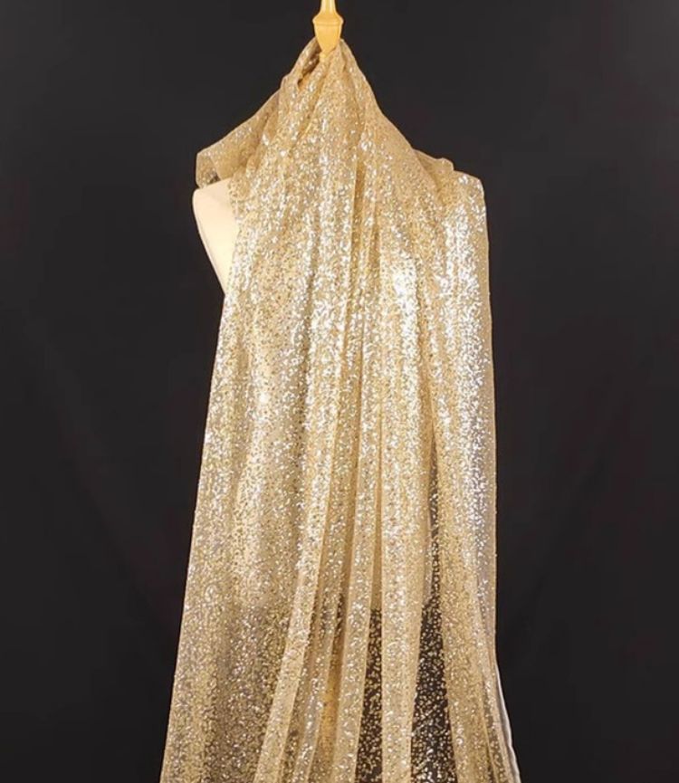 1 Yard Glittering Sequin Lace Material Fabric HS004