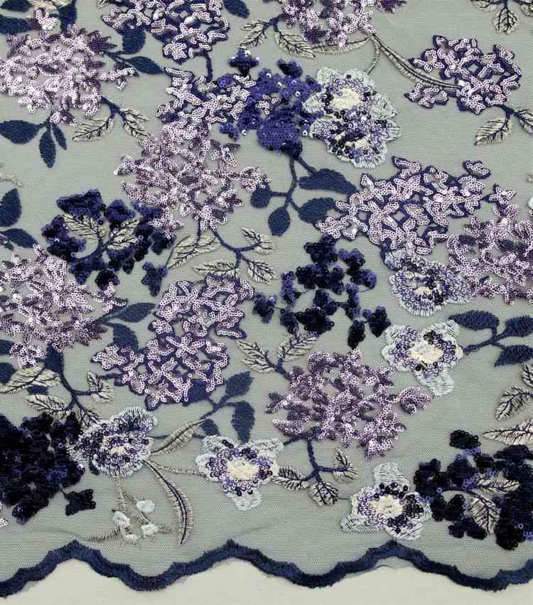 1 Yard White Sequined Beaded Multi-Color Corded Guipure Chantilly Embroidered 3D Floral Bridal Lace Material Fabric JS098