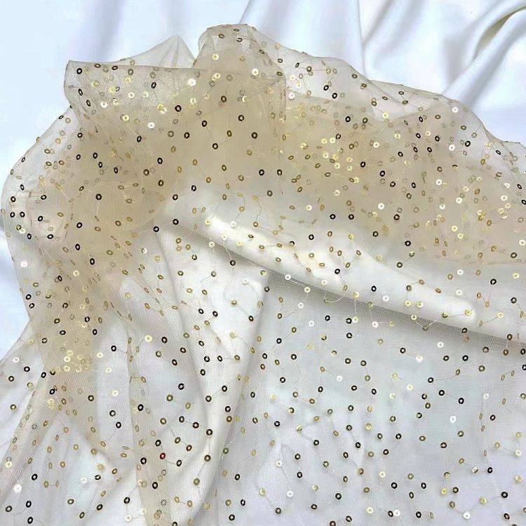 1 Yard White Sequined Beaded Multi-Color Corded Guipure Chantilly Embroidered 3D Floral Bridal Lace Material Fabric JS101