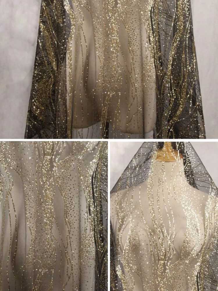 1 Yard Glittering Sequin Lace Material Fabric HS001