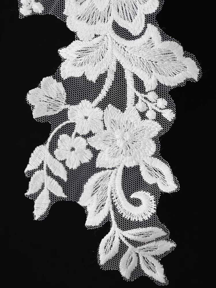 1 Yard Pair White Sequined Beaded Corded Guipure Chantilly Embroidered 3D Floral Bridal Lace Trim Applique Material Fabric JB035