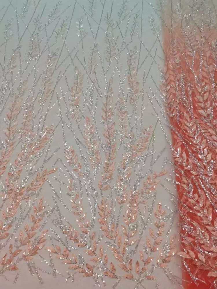 5 Yards Sequined Beaded Embroidered 3D Floral Lace Material Fabric HL036