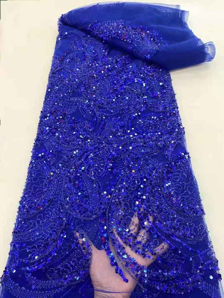 5 Yards Sequined Beaded Embroidered 3D Floral Lace Material Fabric HL023