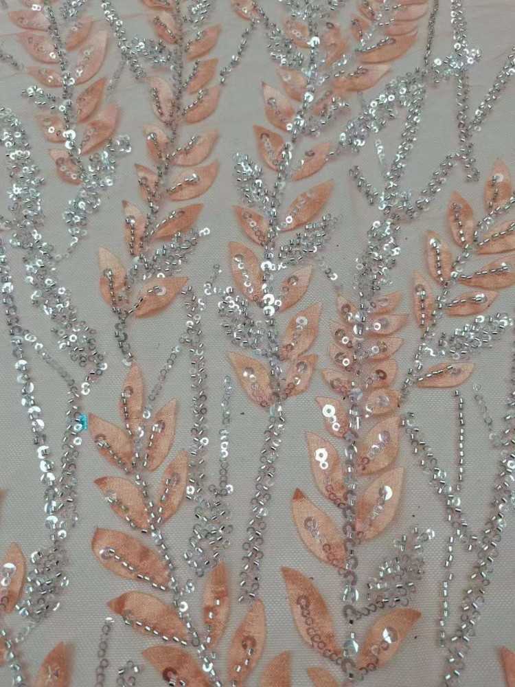 5 Yards Sequined Beaded Embroidered 3D Floral Lace Material Fabric HL036