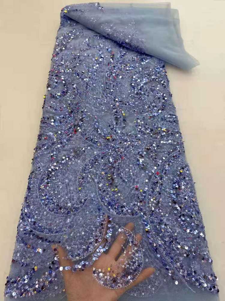 5 Yards Sequined Beaded Embroidered 3D Floral Lace Material Fabric HL023