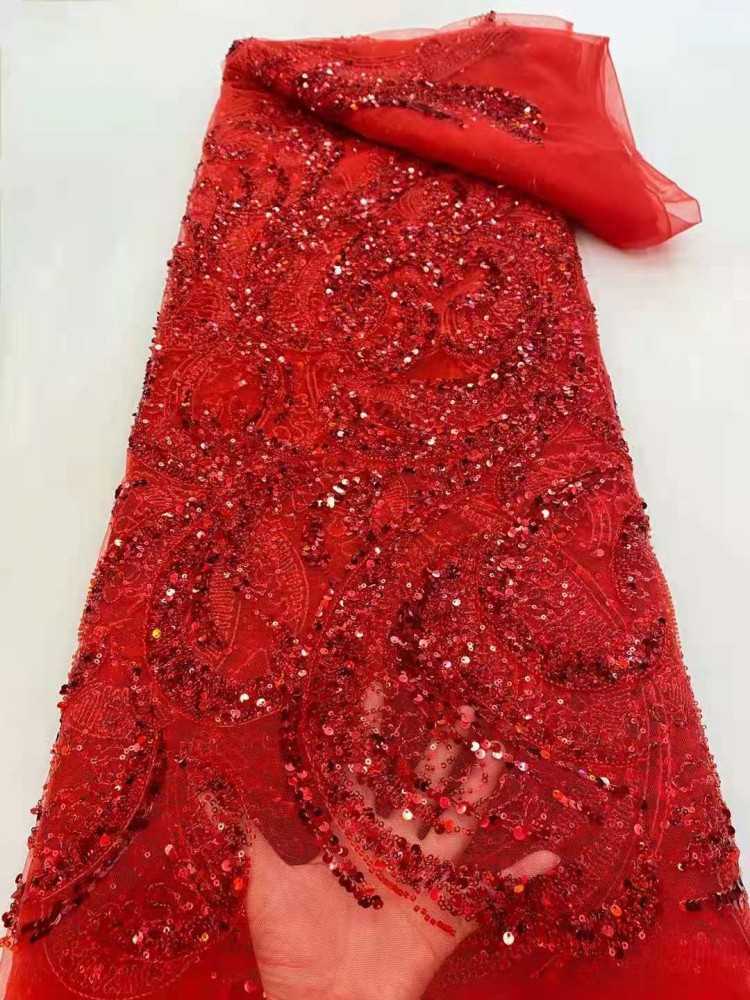 5 Yards Sequined Beaded Embroidered 3D Floral Lace Material Fabric HL023