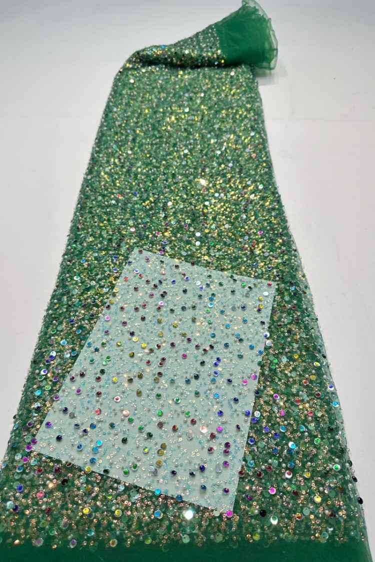 5 Yards Sequined Beaded Embroidered 3D Floral Lace Material Fabric HN002