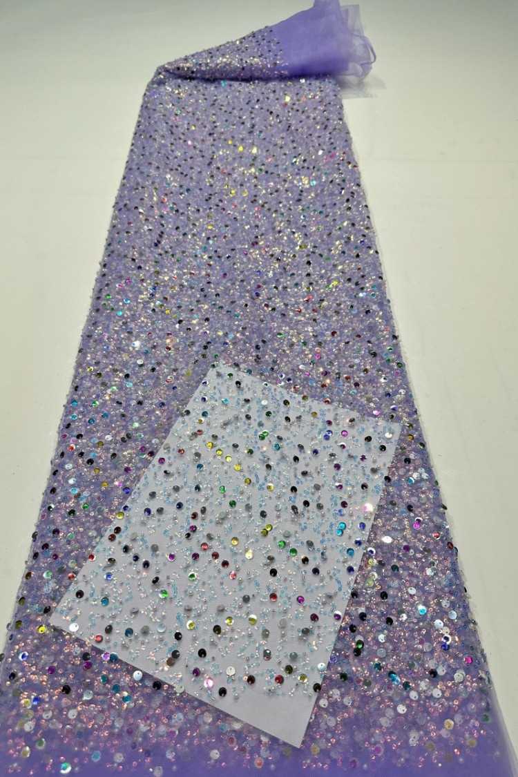 5 Yards Sequined Beaded Embroidered 3D Floral Lace Material Fabric HN002
