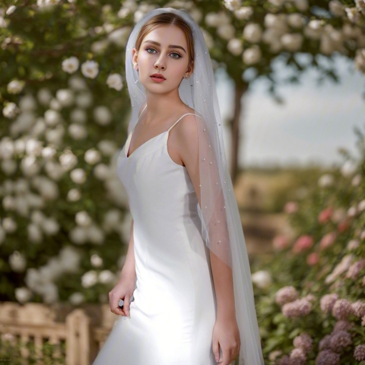 Pearls Beaded Bridal Veil WV633