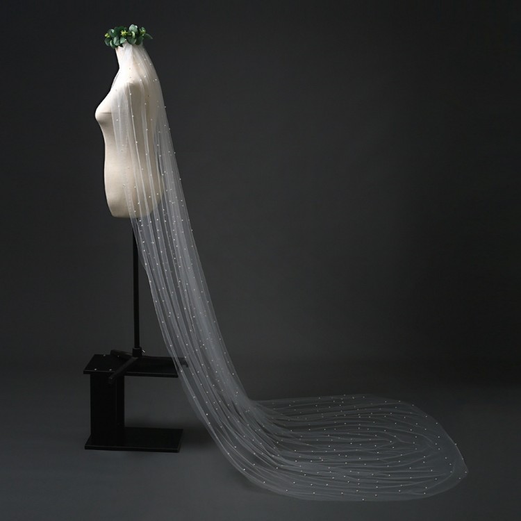 Pearls Beaded Bridal Veil WV633