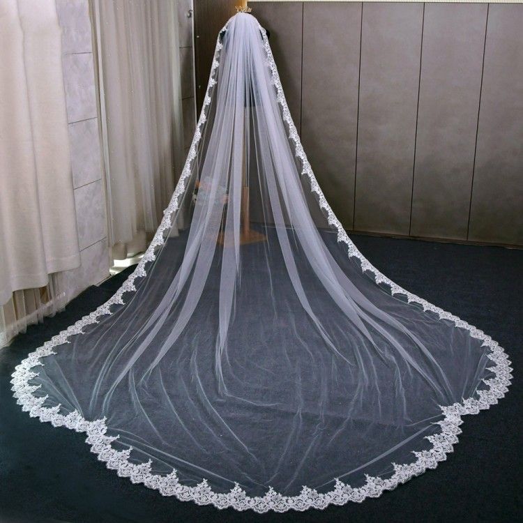 Lace Trim Bridal Veil WV634