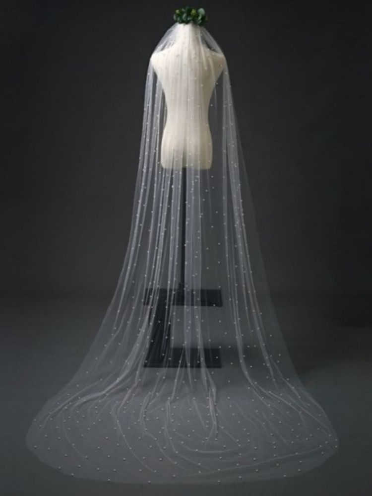 Pearls Beaded Bridal Veil WV633