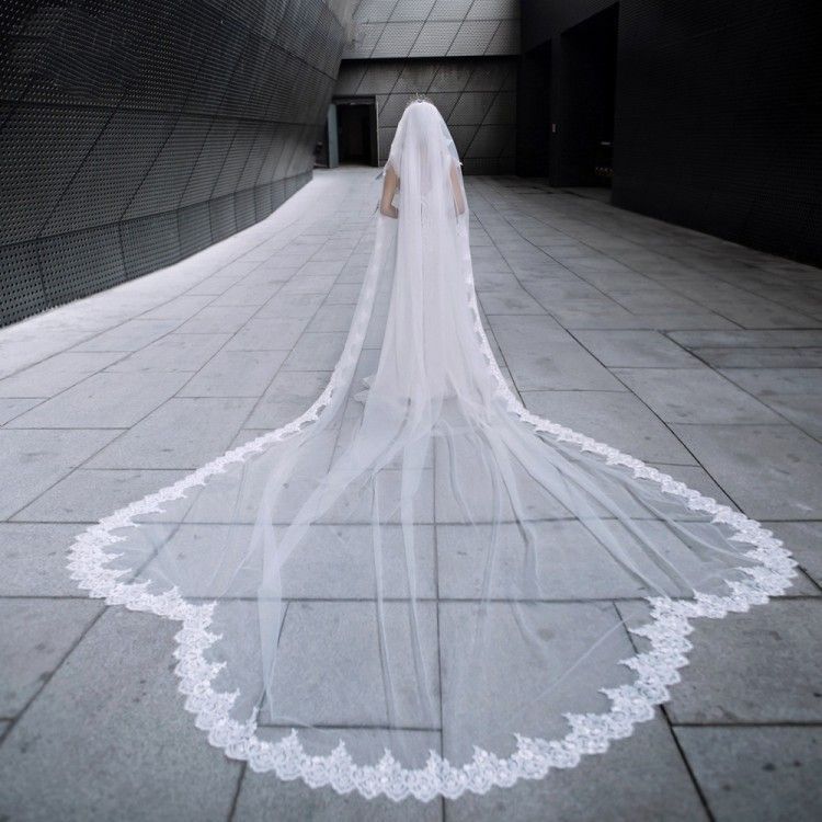 Lace Trim Bridal Veil WV634