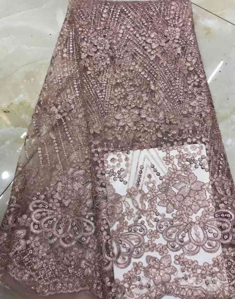 1 Yard Sequined Beaded Embroidered Lace Material Fabric DX002