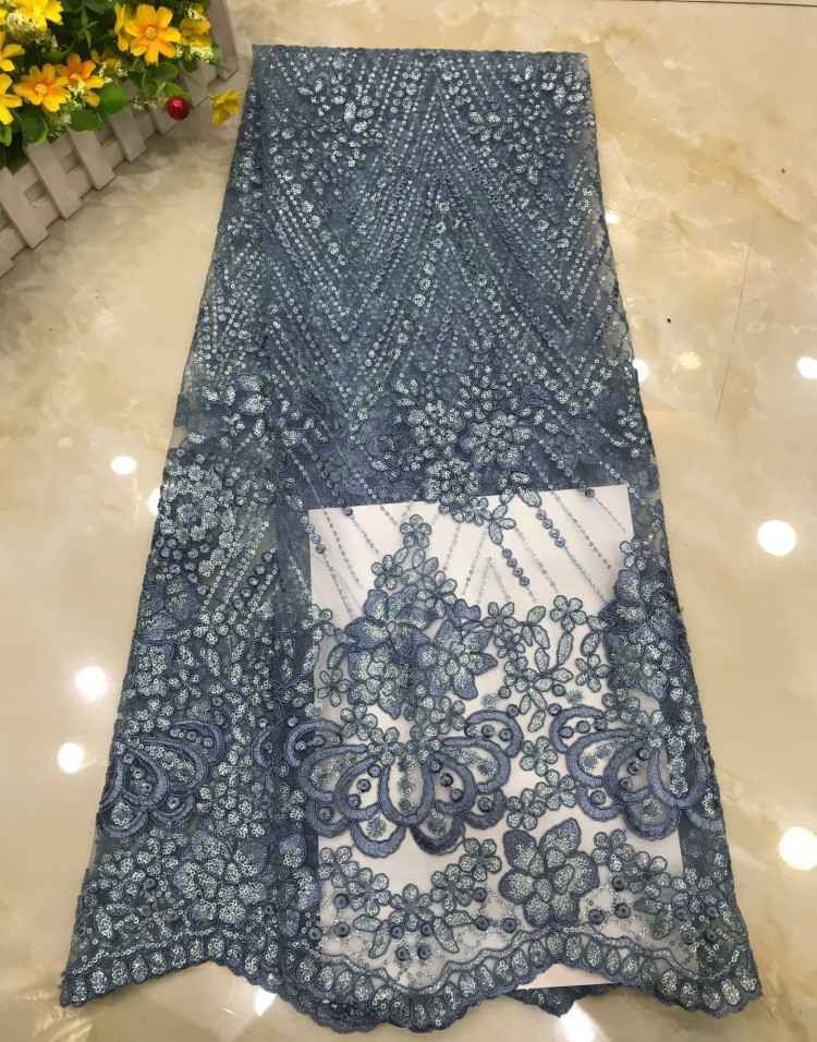1 Yard Sequined Beaded Embroidered Lace Material Fabric DX002