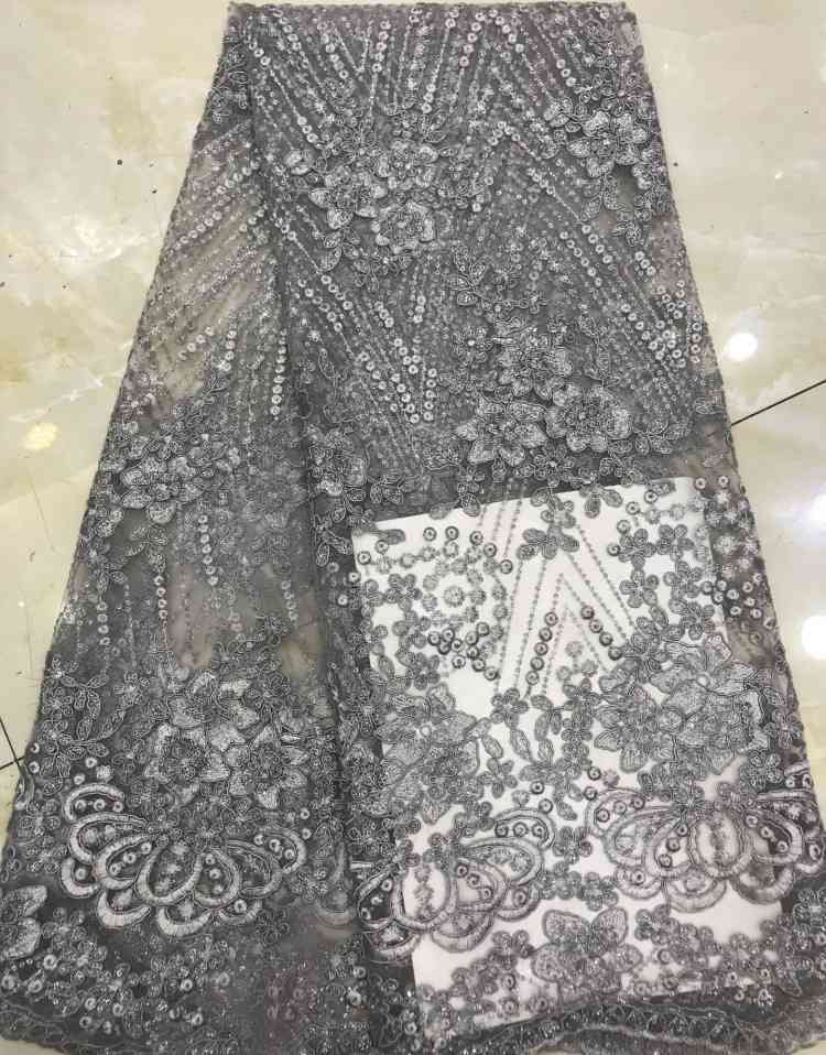 1 Yard Sequined Beaded Embroidered Lace Material Fabric DX002